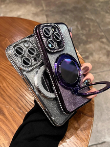 Đầy Màu sắc cạnh kim cương trường hợp điện thoại với đứng gương cho Samsung Series - Product Image 4