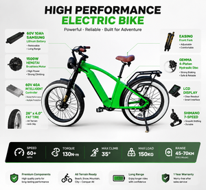 Vélo électrique à pneus larges 60V 1500W, couple de 130 Nm, 60 km/h, frein hydraulique à 4 pistons, 7 vitesses, fabricant OEM, MOQ 1 - Product Image 5