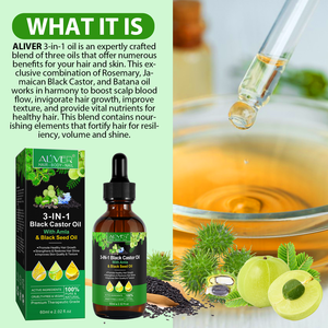 ALIVER all'ingrosso olio essenziale 3-in-1 olio di ricino nero biologico per nutrire i capelli per aiutare la crescita promuovere la crescita dei capelli sani - Product Image 6