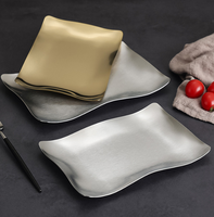 Plateau de service rectangulaire en acier inoxydable mat de luxe coréen pour restaurant, hôtel, présentation de desserts, accessoires de cuisine