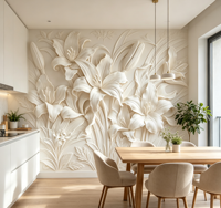 Murale murale personnalisée en relief 3D avec motif floral de lys, revêtement mural pour couloir d'escalier, boutique, hall d'hôtel, décoration de chambre d'enfant, de fille, de cuisine