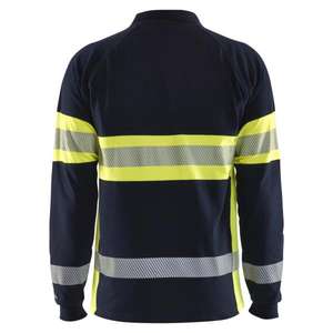 BLAKLADER - 343817268933XXL Polo Multinorm à manches longues Bleu marine/jaune-VÊTEMENTS DE TRAVAIL ANTIFLAMME EAN 7330509536872 - Product Image 3