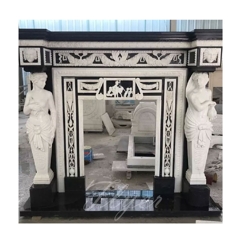 Выполненная по индивидуальному заказу во французском стиле мраморная резьба обнаженная женская каминная полка