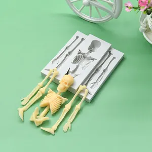 Regalo de Halloween esqueletos forma azúcar artesanía Fondant moldes de silicona pastel decoración jabón molde de silicona