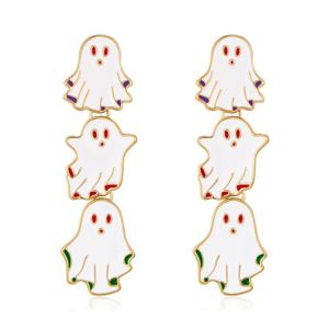 Pendientes de Fantasma Retro de la Colección Little Ghost, Lindos Pendientes de Fantasma para Halloween, Venta al por Mayor de Fábrica para Europa y Estados Unidos, Aleación Principal - Product Image 1