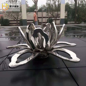 Sculpture de fleur en acier inoxydable Jiahua, ornement de jardin en métal fait main, à poser au sol en extérieur, lotus - Product Image 2