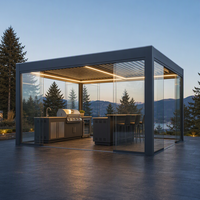 Pergola motorisée en aluminium écologique toutes saisons, avec revêtement en poudre et ventilation réglable pour balcon, patio et espace extérieur