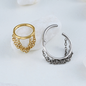 Right Grand Anello a Cerchio Segmentato con Cerniera a Tripla Catena in Titanio ASTM F136 16G, Taglio Sfaccettato, Clicker <span class=keywords><strong>Septem</strong></span> per Helix e Conch, Gioiello per il Corpo - Product Image 2