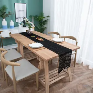Juego <span class=keywords><strong>de</strong></span> manteles individuales <span class=keywords><strong>de</strong></span> ganchillo con borlas bohemias y <span class=keywords><strong>camino</strong></span> <span class=keywords><strong>de</strong></span> <span class=keywords><strong>mesa</strong></span> <span class=keywords><strong>de</strong></span> encaje <span class=keywords><strong>de</strong></span> macramé impermeable para decoración del hogar técnica tejida - Product Image 3