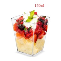 Stock 60ml12 0/150ml jetable en plastique carré tasse à dessert mousse tasse à gâteau tasses à crème glacée