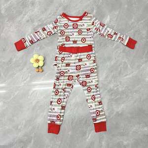 Conjunto de Camiseta y Pantalones de Manga Larga de Bambú para Niños con Estampado de Dibujos Animados Personalizado 2026, Transpirable, Otoño, Venta al por Mayor para Niños - Product Image 1