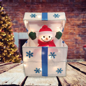 12in Pop-up <b>Christmas</b> Snowman <b>Gift</b> <b>Box</b> LED Lights-Modern Eco-Friendly Factory Holiday Decor for Home Hotel Office Party Tabletop - Product Image 6