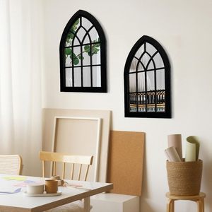 <strong>Gothic</strong> Arched Window Wall <strong>Mirror</strong> Rustic Farmhouse Accent <strong>Mirror</strong> Wood Framed Entry <strong>Mirror</strong> - Product Image 4