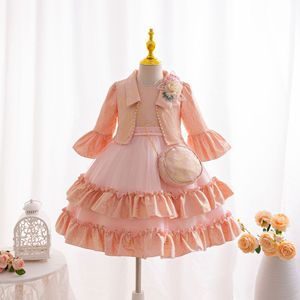 Abito da Principessa Elegante Floreale in Raso per Bambine OEM ODM, Vestito da Sera per Feste di Compleanno e Spettacoli per Bambini - Product Image 4