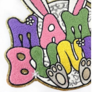 Insignias de lentejuelas de alambre de lingotes Parches de purpurina ecológicos para planchar Pin DE SEGURIDAD Chenille de Pascua Orejas de conejo Parche de arco bordado - Product Image 5