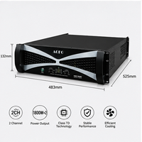 Amplificateur de puissance professionnel 2 canaux 1800W Classe TD pour caissons de basses, systèmes de sonorisation PA et son de scène