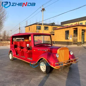 Trustworthy China Supplier CE Certificate three rows of Burgundy vintage cars electric sightseeing bus car body shell Retro 72V