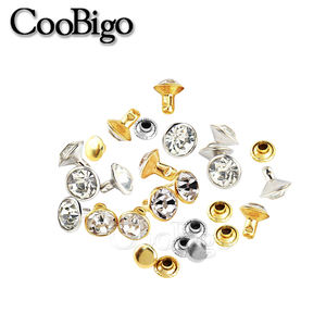 1000pcs מתכת קריסטל הרבעה ריינסטון מסמרת כפול כובע ציפורני עור ספייק בגד מסמרות נעלי תיק דקור DIY אמנות 5mm-11mm - Product Image 4