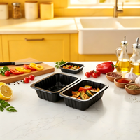 Barquette sous vide noire en PP anti-fuite, empilable, jetable, pour aliments préparés
