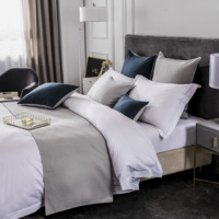 Draps de lit plats pour hôtel en gros, blancs, 100% coton, draps de lit en satin simple, ensemble de draps de lit Dubaï