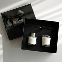 Coffret Cadeau Luxe Noir : Bougie en Cire de Soja et Diffuseur à Bâtonnets 800g – Kit d'Aromathérapie Parfum d'Ambiance pour Hôtels et Spas