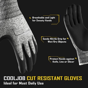 Gants de travail mécaniciens respirants, antidérapants, avec paume enduite de nitrile, résistants aux coupures, revêtement HPPE, nitrile, anti-coupures - Product Image 3