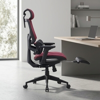 Chaise de bureau ergonomique Anji au design moderne, dossier haut en maille, avec repose-pieds, en tissu