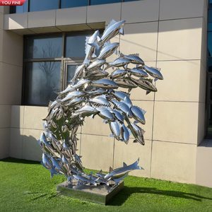 Hotel Dekoration Moderne große Spiegel polierte Edelstahl geometrische Pinguin Skulptur - Product Image 6