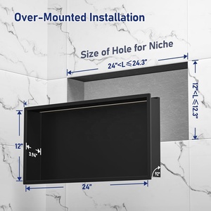 Niches de douche encastrées en acier inoxydable SS304 imperméable de haute qualité, <span class=keywords><strong>niche</strong></span> de salle de bain avec éclairage, <span class=keywords><strong>niche</strong></span> carrelée noire 300x600mm - Product Image 4