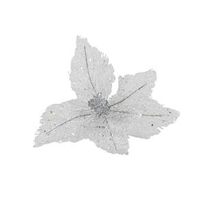 Petite fleur avec texture en maille argentée et 5 pétales scintillants - Product Image 1