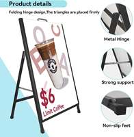 Panneau de trottoir moderne robuste 24x36 pouces, support de panneau sandwich portable, pliable, extérieur, en métal, écologique, pour publicité