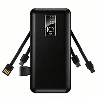 Batteries externes ultra-fines 10000 mAh haute capacité, charge rapide, câble intégré, écran LED, Micro USB, PVC