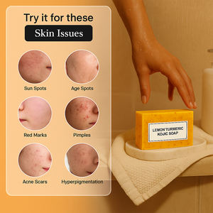 Etiqueta privada limón cúrcuma y Ácido Kójico jabón brillo jabón Original vitamina C hecho a mano cúrcuma limón jabón - Product Image 5