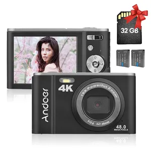 Appareil photo numérique 48MP 4K 2,8 pouces Zoom 16X Détection de visage à mise au point automatique Caméras vidéo compactes avec carte mémoire 32 Go