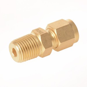 Conector de latón ROKE con rosca externa NPT, tipo recto, para gases y líquidos - Product Image 1