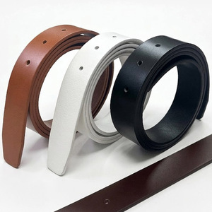 Sangle de ceinture en cuir véritable italien d'origine coréenne, 33 mm x 110 cm, 5 trous, sangle de remplacement sans boucle, vente en gros - Product Image 3