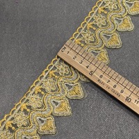 Ruban de broderie en dentelle tressée ZSY de 6 cm, couleur or, avec fil doré et argenté, pour accessoires vestimentaires et garnitures