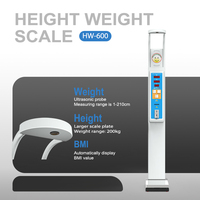 Balance numérique à ultrasons multi-langues LEKA HW-600 pour la mesure de l'IMC, avec monnayeur, affichage LED en acier pour poids et taille, OEM