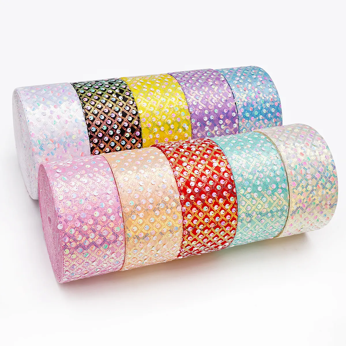 Chất Lượng Cao Polyester Sequin Ribbon Long Lanh Trang Trí Ribbon Bow Cho Món Quà Bọc