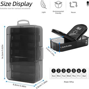 Portable <b>7</b> Days 14 Compartments Am Pm Daily Pill Medicine <b>Tablet</b> Storage Box - Product Image 3