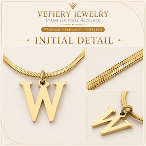 Collier tendance en acier inoxydable couleur argent avec motif lettre pour femme - Product Image 3