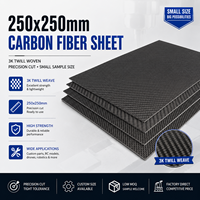 Plaque en fibre de carbone de précision 250x250mm, petit échantillon, panneau en fibre de carbone 3K 250x250mm pour pièces personnalisées et modélisme RC