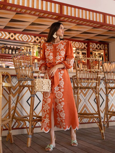 Nuovo Cardigan alla <span class=keywords><strong>Moda</strong></span> con Ricami Floreali, Collo Tondo, Maniche Lunghe, Abito Lungo per Donna - Product Image 2