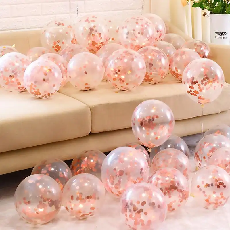 Đảng trang trí Latex rõ ràng trong suốt Ballon globos sequin Confetti bóng