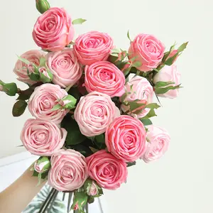 71cm/28 inci harga pabrik grosir merah kualitas tinggi pengaturan bunga buatan Eropa mawar untuk dekorasi pernikahan