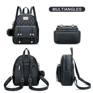 กระเป๋าเป้สะพายหลังสีเขียวแบบกำหนดเอง ทำจากหนัง PU ลายควิลท์ สำหรับใส่หนังสือเรียน กันน้ำ เหมาะสำหรับผู้หญิง - Product Image 4