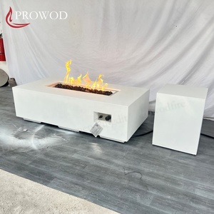 Muebles de exterior Chimenea de gas grande 55 pulgadas Mesa de fuego de combustible de gas GFRC Chimenea de gas propano con roca de lava negra - Product Image 2