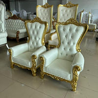Fauteuil Trône Bleu en Bois Massif Rembourré – Siège Moderne pour Hôtels, Salons et Fêtes d'Enfants en Intérieur