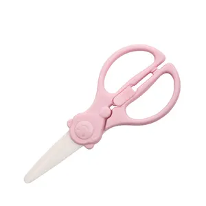Ceramic Kitchen Scissors with Plastic Handle Cover Safe Baby Food Scissors for Outdoor and Office Use