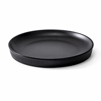 Assiette Ronde en Mélamine Noire Écologique de 25 cm, Incassable, Qualité Alimentaire, Sans BPA, Vente en Gros pour Restaurants, Hôtels, Cafétérias